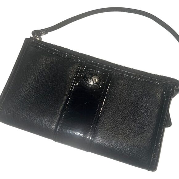 Coach Sutton Black Leather Top Zip Zippy Wallet Wristlet 47108 - Picture 1 of 12